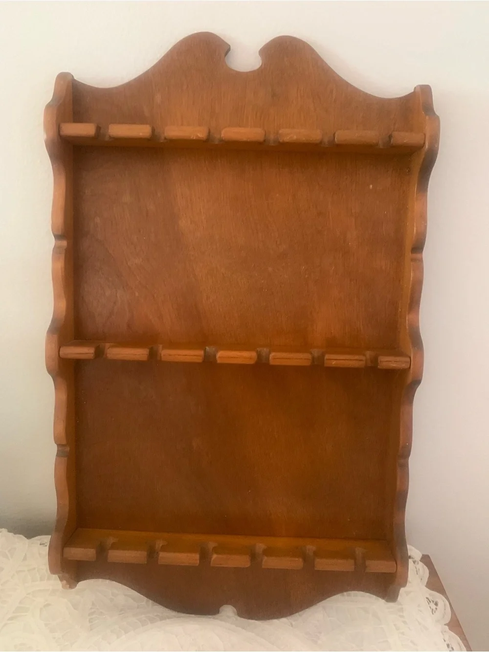 Vintage Wooden Spoon Rack Jewelry Rack 18 Slots Cottagecore Grannycore